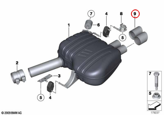 Escape Output Embellador OEM 18308508232 per BMW F07, F10, F11. BMW originale.