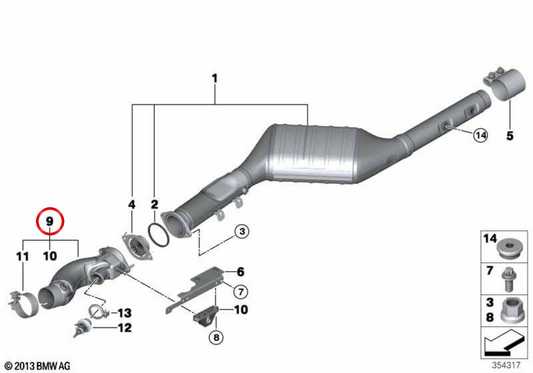 Tubo de escape delantero OEM 18308517202 para BMW F15, F16. Original BMW.