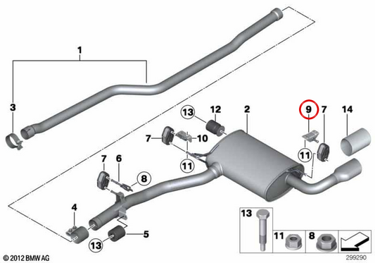 Izquierdo OEM arrière Soulencer Support 18308581933 pour BMW F30, F31, F34, F32, F33, F36. BMW d'origine.