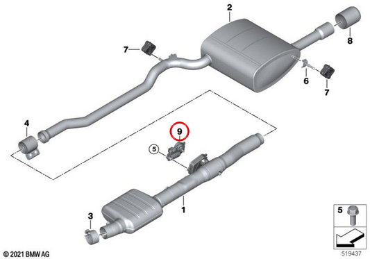 Servo attuatore flap gas di scarico posteriore OEM 18308593755 per MINI F56, F56 LCI, F55, F55 LCI, Cabrio F57. MINI originale.