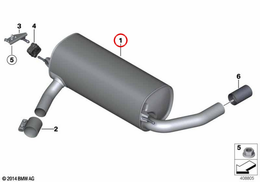Silence arrière OEM 18308611973 pour BMW F30, F32, F36. BMW d'origine.