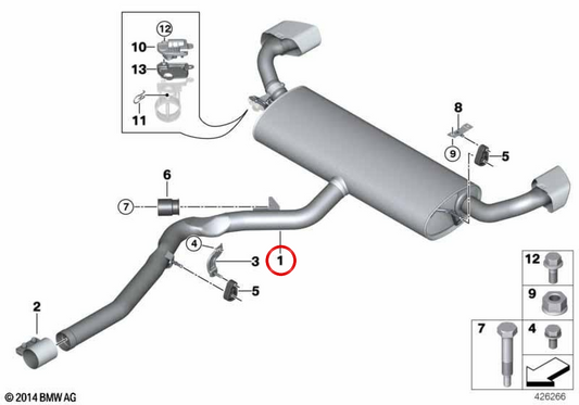 Heck still mit OEM -Auspuffventil 18308635783 für BMW F15. Original BMW.