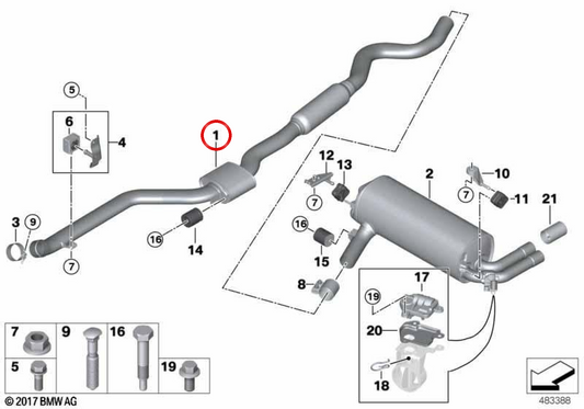Silent Striker OEM 18308638766 für BMW F30, F31, F32, F33, F36. Original BMW.