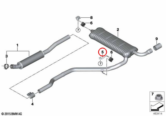 Silenzio posteriore anteriore OM 18308645491 per BMW F45 e F60. BMW originale.