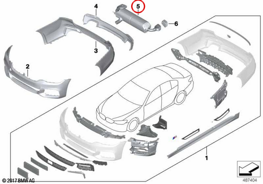 Silence arrière OEM 18308657599 pour BMW G30, G31. BMW d'origine.
