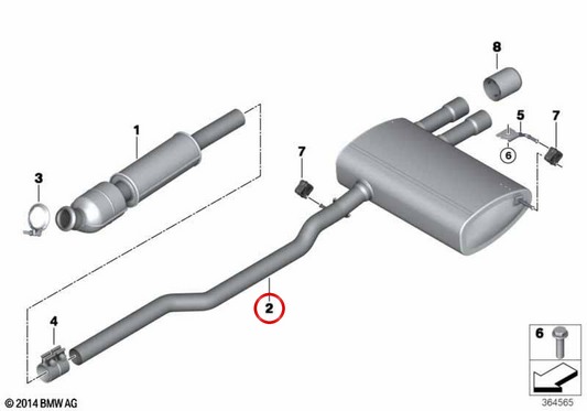 Zusätzlicher Endschalldämpfer OEM 18308687499 für MINI JCW F56 (XR01, XR02, XR91, XR92, 71DH) und MINI JCW Cabrio F57 (WJ01, WJ02, WJ91, WJ92). Original MINI.