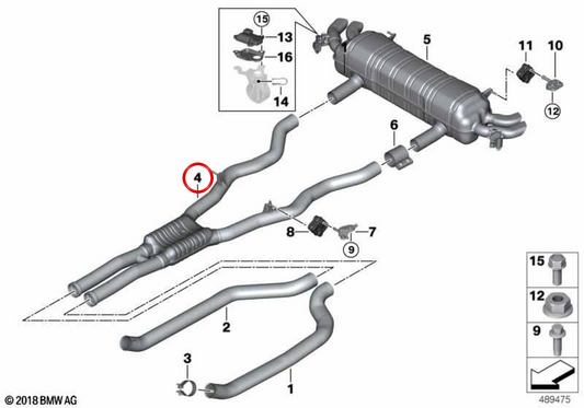 Intermediate Stille OEM 18308742440 für BMW G14, G15. Original BMW.