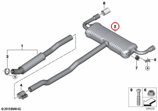 Silence arrière OEM 18309797844 pour BMW F40. BMW d'origine.