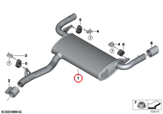 Silence arrière OEM 18309887631 pour BMW G02. BMW d'origine.