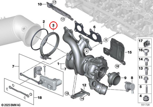 V-Band OM 18325A0BF72 für BMW G20, G21, G22, G23, G26, G60, G70, G45, G05, G18, G06, G07, G09. Original BMW.