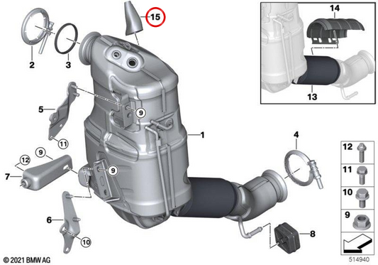 Protetor térmico OEM 18327926604 para BMW X1 U11, X2 U10, MINI Countryman U25... e muito mais. BMW e MINI originais.