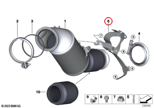 Supporto catalizzatore OEM 18328648411 per BMW F22, F23, F30, F31, F34, F32, F33, F36. BMW originale.