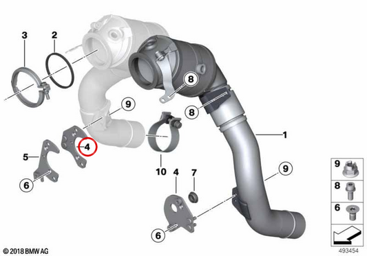 Supporto catalizzatore del motore OEM 18328671520 per BMW G30, G31, G11, G12, G14, G15, G16, G05, G06, G07. BMW originale.