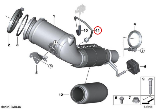 Tube de pression du catalyseur OEM 18329844576 pour BMW F40, F44, F45, F46, F48, F39 et Mini F55, F56, F57, F54, F60. BMW et mini d'origine.