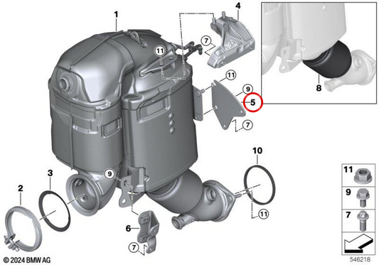 Support DPF OEM 1832987558 pour BMW G70, G05, G06. BMW d'origine.