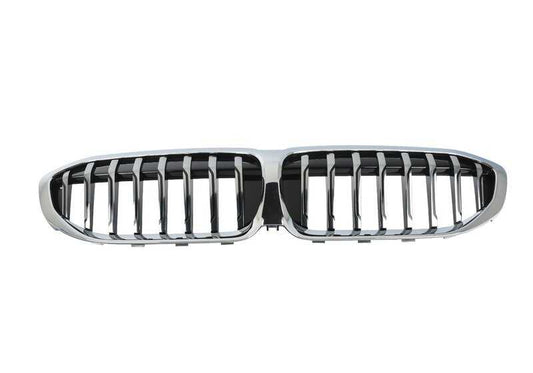 Rejilla decorativa frontal OEM 51137449432 para BMW G20 y G21. Compatible con versiones 316d y 318d. Original BMW.