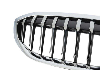 Rejilla decorativa frontal OEM 51137449432 para BMW G20 y G21. Compatible con versiones 316d y 318d. Original BMW.