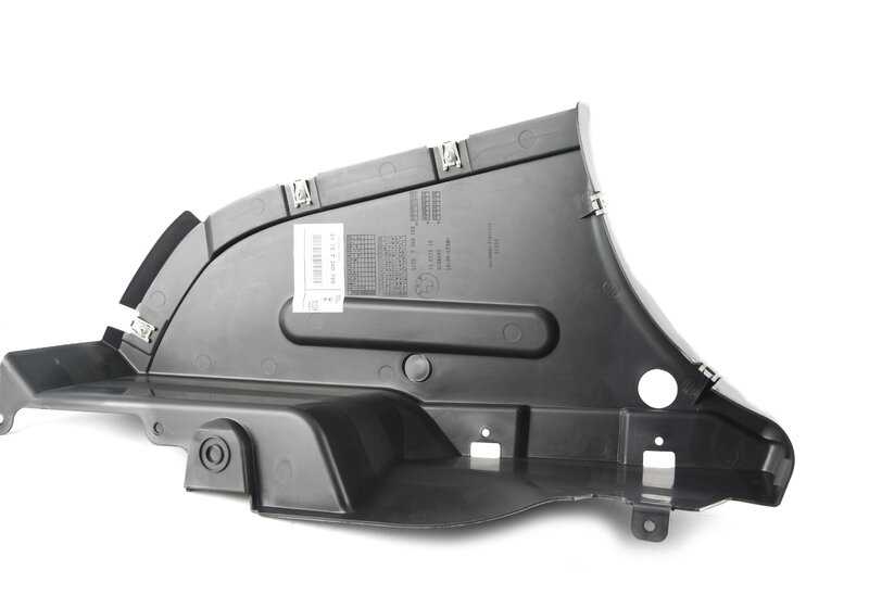 Protector inferior bajo carrocería trasero izquierdo OEM 51757260769 para BMW F32, F33, F34, F36, F82, F83. Original BMW.