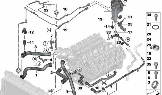 Soporte del depósito de refrigerante OEM 51717897897 para BMW E60, E61, E63, E64. Original BMW.