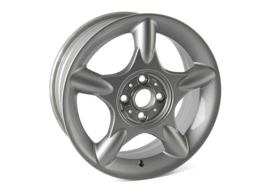Llanta de aleación 16" 5 radios estrella OEM 36111512348 para MINI R50, R52, R53. Válida para modelos One, Cooper y Cooper S. Acabado en plata. Original MINI.