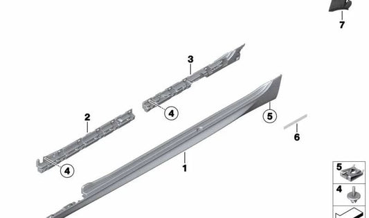Sill cover (primed) right for BMW 6 Series F06, F06N (OEM 51778052656). Original BMW.