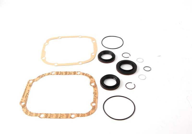 Juego de juntas para diferencial trasero OEM 33101210518 para BMW E30 {324td, 325e, 325i}. Compatible con versiones manuales y automáticas con tracción trasera. Original BMW.