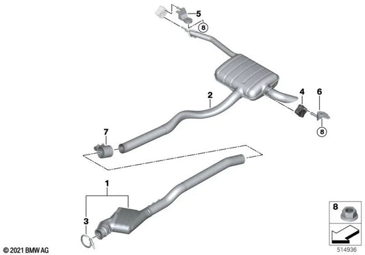 Silenciador de exaustão para BMW U06, U11 (OEM 1830988928). BMW original