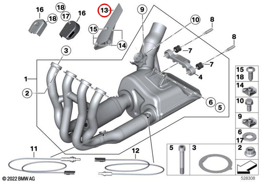 Guarnição do coletor de escape OEM 18518102924 para BMW Motorrad M 1000 XR (K69). Originais BMW Motorrad.