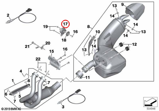 OEM -Unterstützung 18518358803 für BMW Motorrad F 900 R (FK83: 0K11, 0K81, 0K83, 0K91) und F 900 XR (FK84: 0K21, 0R01, 0R03, 0R11). Originaler BMW Motorrad.