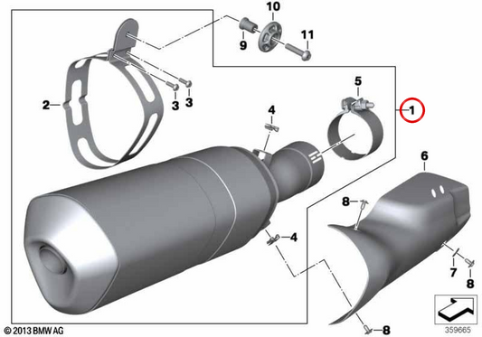 Silenziatore posteriore cromato OEM 18518531078 per moto BMW R1200RT (08/2013-03/2018), R1250RT. BMW Motorrad originale.