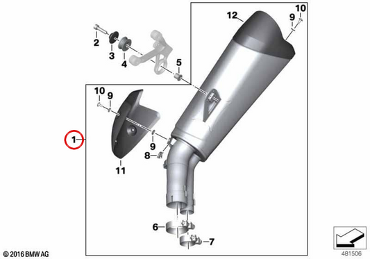 Additional silencer OEM 18518556701 for BMW S 1000 R (K47) 2016-2020 motorcycles. Original BMW Motorrad.