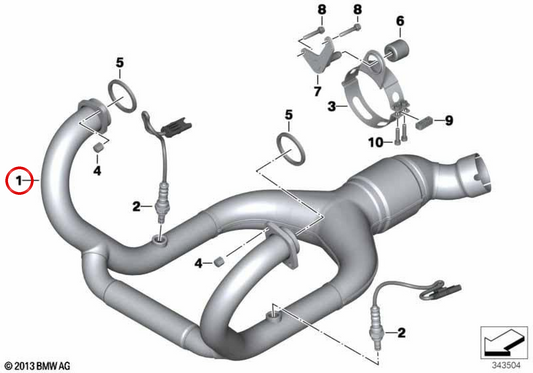 Chrom-Ansaugkrümmer Auspuffsammler OEM 18518561883 für BMW R nineT, R nineT Pure, R nineT Scrambler, R nineT Racer, R nineT Urban G/S. Original BMW Motorrad.