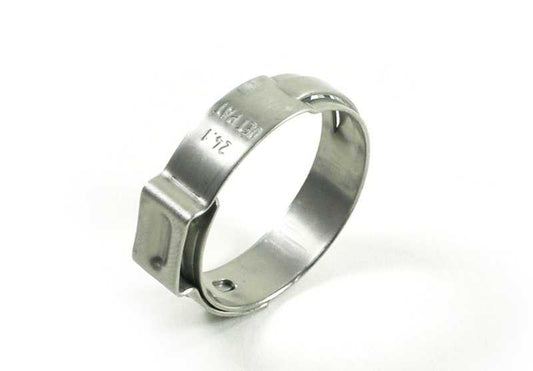Hose clamp for BMW E30, E36, E46, E92, E34, E39, E60, E61N, E63, E64, E32, E38, E31, F25, F26, E53, E52, MINI R50, R52, R53, R60, R61 (OEM 32111131345). Genuine BMW