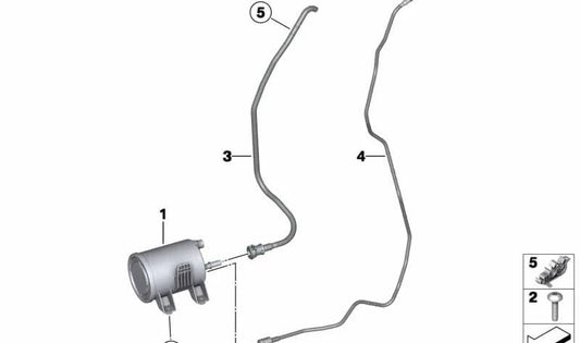 Tubo de ventilação para BMW 3 F30N Series, F31N, F34N, F80, 4 F32N Series, F33N, F36N, F82, F83 (OEM 16137483178). BMW original