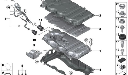 Tira amortiguadora OEM 16117297318 para BMW G20, G20N, G21, G21N, G30, G30N, G31N, G38, G38N, G11, G11N, G12, G12N, F25, G01, G01N, F26, G05, G05N, MG09. Original BMW.