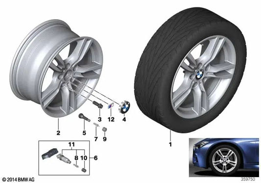 Roda de liga preta cega UNI para BMW F30, F30N, F31, F31N, F34, F34N, F35, F35N, F32, F32N, F33, F33N, F36, F36N (OEM 36118099474). BMW original
