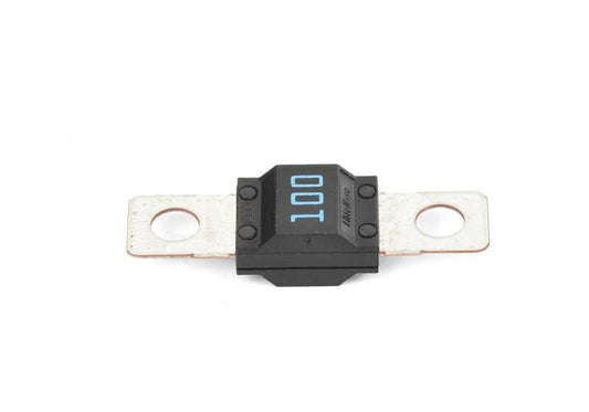 Fusible 100A OEM 61138364631 para BMW {E81,E82,E87,E88,F20,F21,E46,E90,E91,E92,E93,F30,F31,F34,F35,F32,E39,E60,E61,F10,F11,E63,E64,F12,F13,E38,E65,E66,E84,E83,E53,E70,E71,E72,E85,E86,E89,E52} y MINI {R50,R52,R53}. Original BMW y MINI.