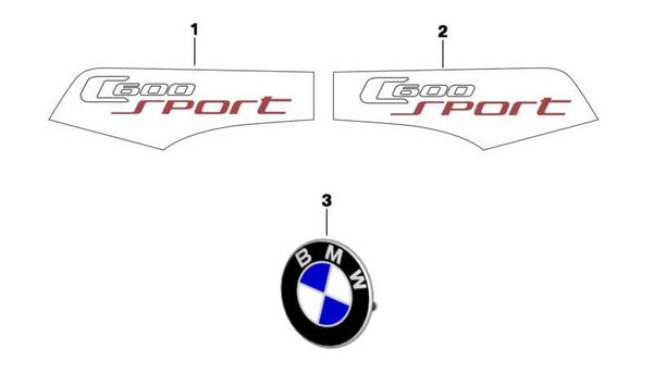 Inscripción izquierda OEM 51148523891 para motos BMW C 600 Sport, C 650 Sport (K18). Original BMW Motorrad.