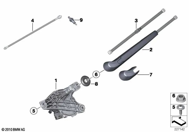 Rear Wiper Motor for BMW F25 (OEM 67637237062). Original BMW.
