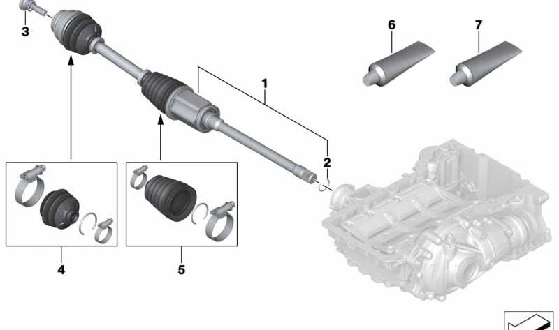 Kit de réparation des soufflets externes pour BMW G80, G81, G82, G83, F90, G30, G31, G38, G32, G11, G12, F91, F92, F93, G14, G15, G16, G07 (OEM 3160865723). BMW d'origine