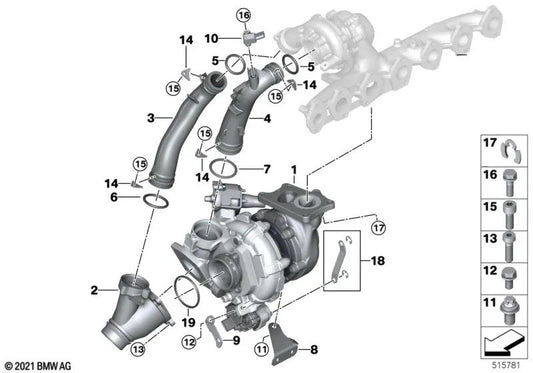 Compressor Bypass Valve for BMW G20, G21, G22, G23, G26, G30N, G31N, G32N, G11N, G12N, G70, G14, G15, G16, G01, G02, G05, G06, G07 (OEM 11658596273). Original BMW