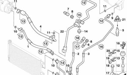 Tubería de presión OEM 64509167764 para aire acondicionado MINI R53, R52. Original MINI.