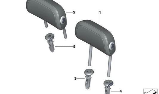 Guía soporte reposacabezas bloqueable OEM 52207470124 para BMW G20, G21, G80N, G81, G81N, G01, G01N, G02, G02N, F97, F97N, F98, F98N, G26, G26E, G26F, G26N, G82, G82N, G42, G87. Original BMW.