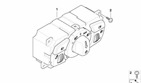 Interruptor de luces OEM 61319134733 para BMW X5 E70 y BMW X6 E71. Compatible con modelos fabricados entre 2006 y 2013. Pieza original BMW.