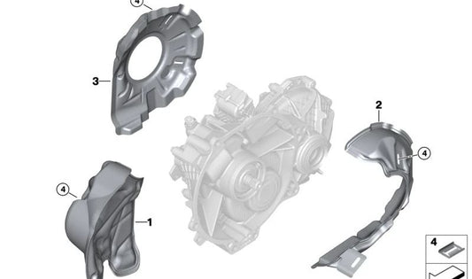 Cubierta de transmisión eléctrica OEM 27207644221 para BMW i3 (I01). Original BMW.