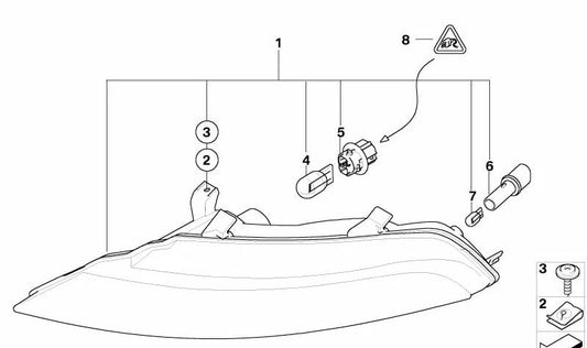 Intermitente izquierdo blanco OEM 63137165805 para BMW Serie 6 E63, E64 (2003-2007). Original BMW.