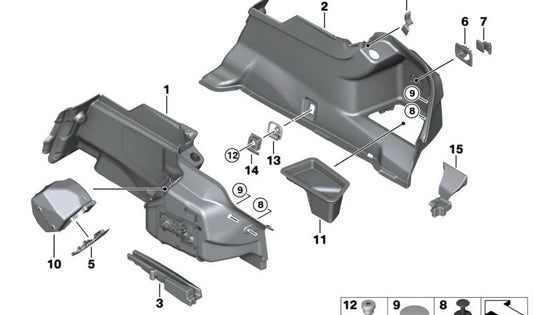 Release lever OEM 51477237044 for BMW F06, F12, F13. Genuine BMW.