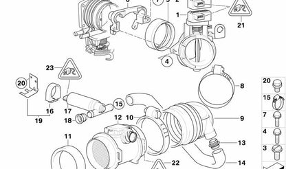 Manguito de admisión OEM 13541740931 para BMW E39, E38. Original BMW.