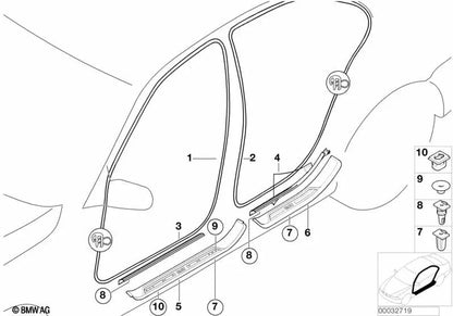 Proteção de borda traseira para BMW E39 (OEM 51727116405). BMW originais.