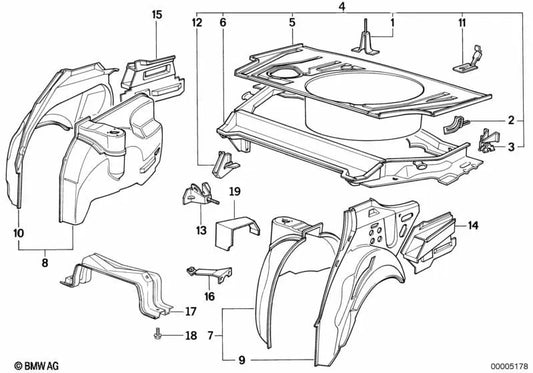 Kofferraum Boden für BMW 5 E34 -Serie, 7 E32 -Serie (OEM 41128111908). Original BMW